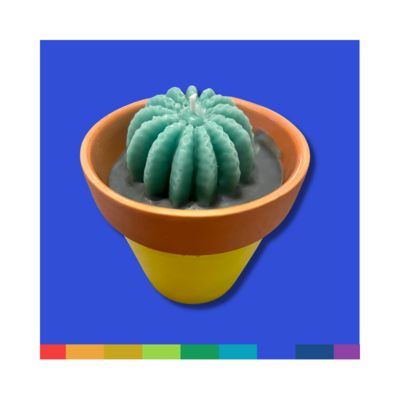 Painted Potted Cactus Candle