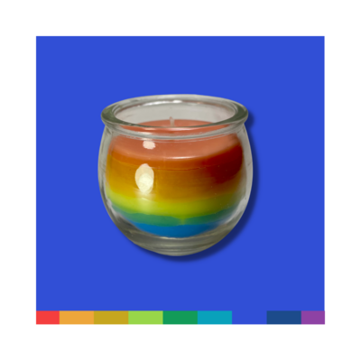 Rainbow Candle in a Glass Holder