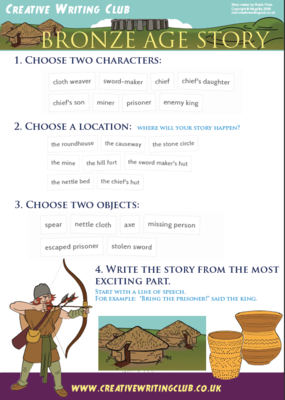 Bronze Age story maker, writing border and mystery objects sheet