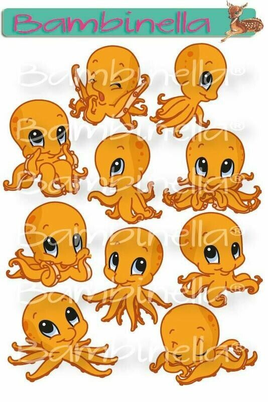 Stickerparade – Tintenfisch - Oktopus - 10 Sticker Stickerparade – Tintenfisch - Oktopus - 10 Sticker