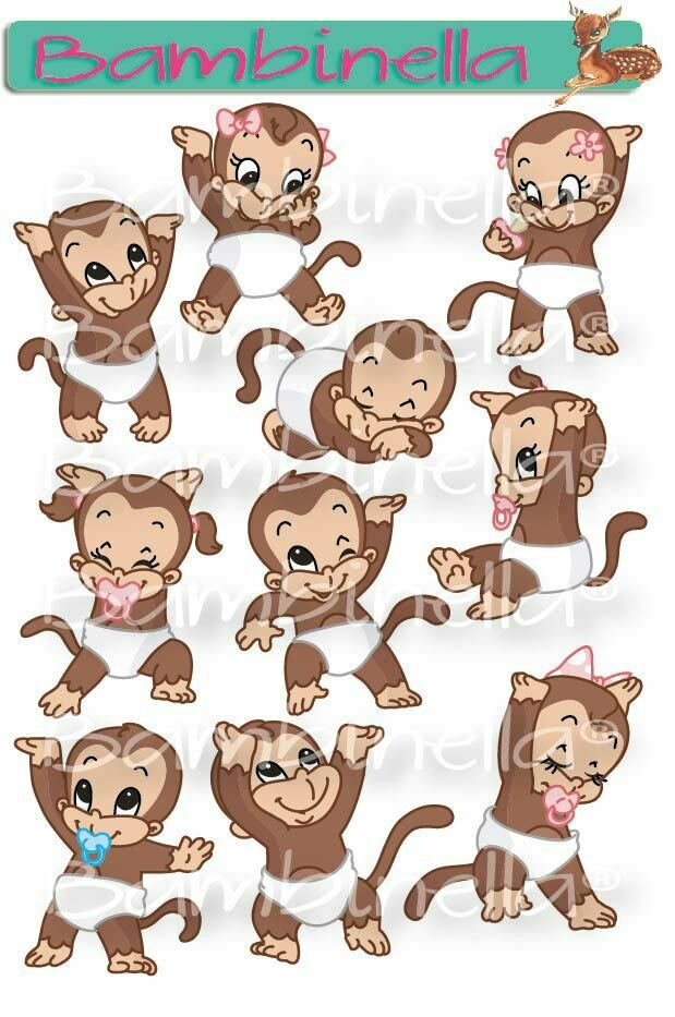 Stickerparade – Affe in Pampers - 10 Sticker