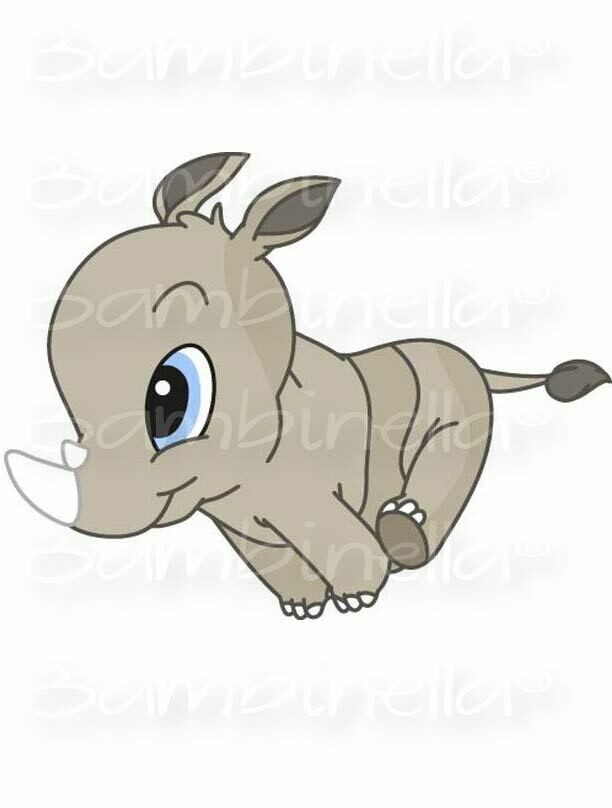 Bügelbild Velour/Flock Bügelapplikation: Nashorn Rhino