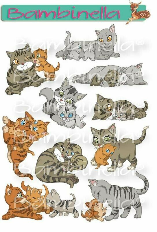 Stickerparade – Katze Mutter mit Kind - 10 Sticker Stickerparade – Katze Mutter mit Kind - 10 Sticker