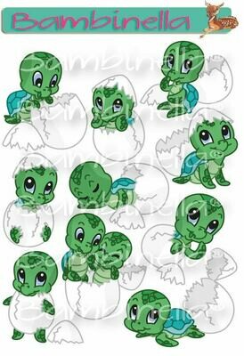 Stickerparade – Wasserschildkröte aus dem Ei- 10 Sticker