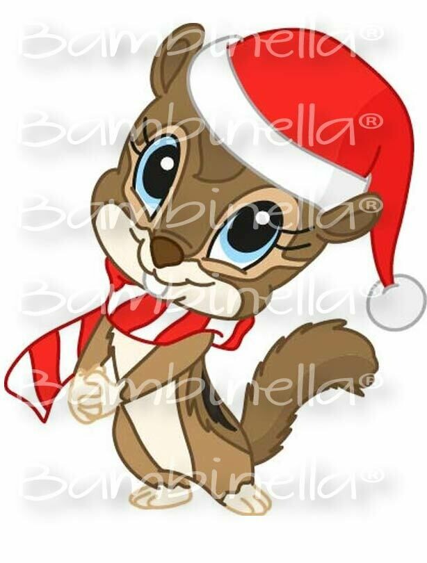 Bügelbild  Velour/Flock Bügelapplikation: Streifenhörnchen Weihnachten