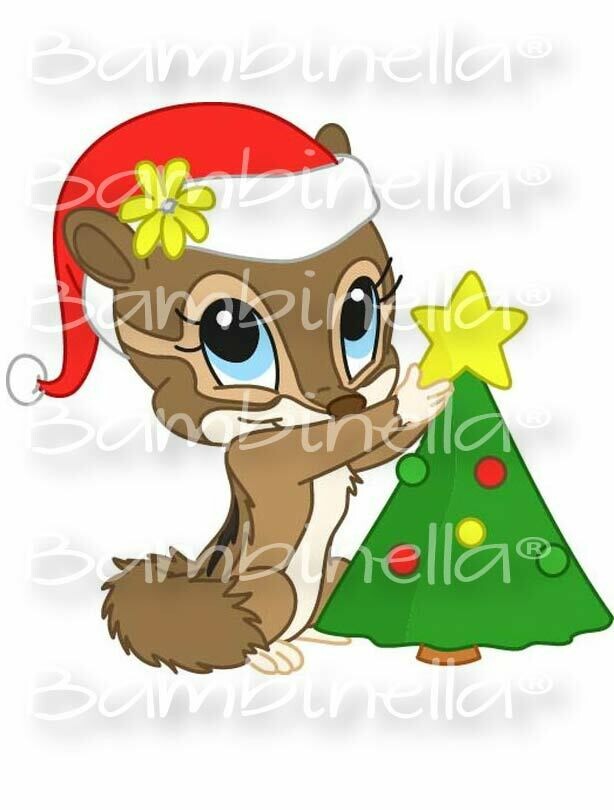 Bügelbild  Velour/Flock Bügelapplikation: Streifenhörnchen Weihnachten