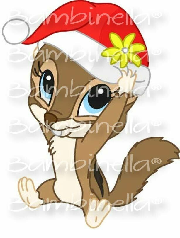 Bügelbild  Velour/Flock Bügelapplikation: Streifenhörnchen Weihnachten