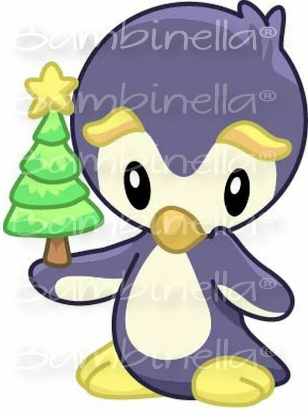 Bügelbild  Velour/Flock Bügelapplikation: Pinguin Weihnachten