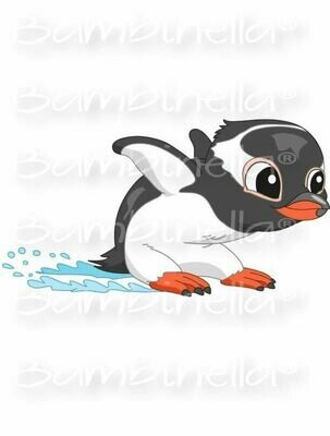 Bügelbild Velour/Flock Bügelapplikation: Pinguin Eselspinguin