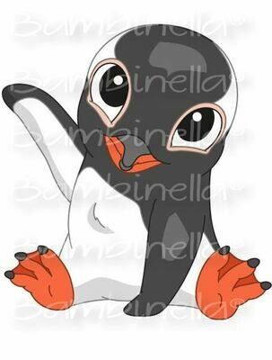 Bügelbild Velour/Flock Bügelapplikation: Pinguin Eselspinguin