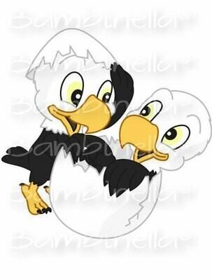 Bügelbild Velour/Flock Bügelapplikation: Adler aus dem Ei