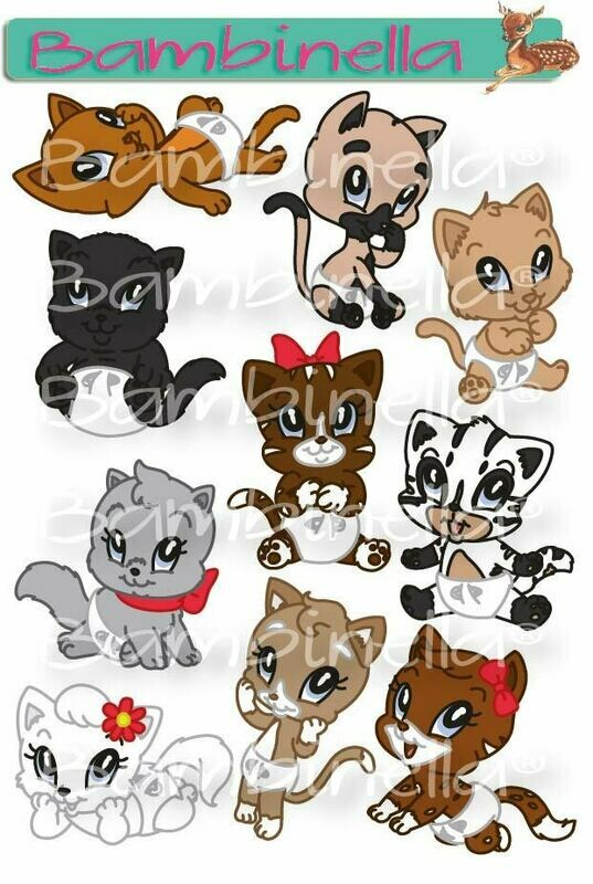 Stickerparade – Katzen in Pampers - 10 Sticker Stickerparade – Katzen in Pampers - 10 Sticker