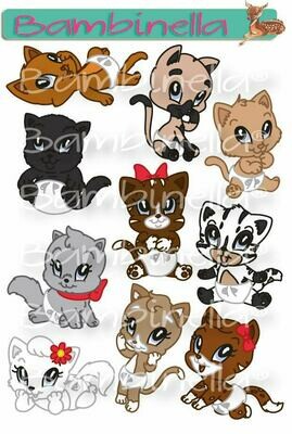 Stickerparade – Katzen in Pampers - 10 Sticker