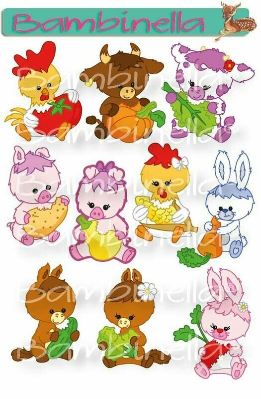 Stickerparade – Baurnhoftiere mit Gemüse- 10 Sticker Stickerparade – Baurnhoftiere mit Gemüse- 10 Sticker