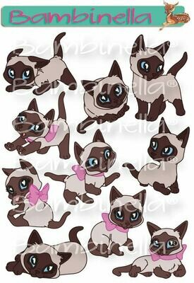 Stickerparade – Siamesische Katze - 10 Sticker