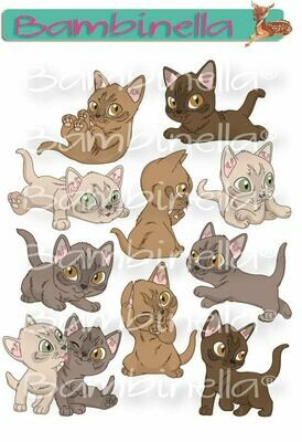 Stickerparade – Burma Katze - 10 Sticker