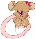 Bügelbild Buchstabe aus Velour - rosa mit Mäusen