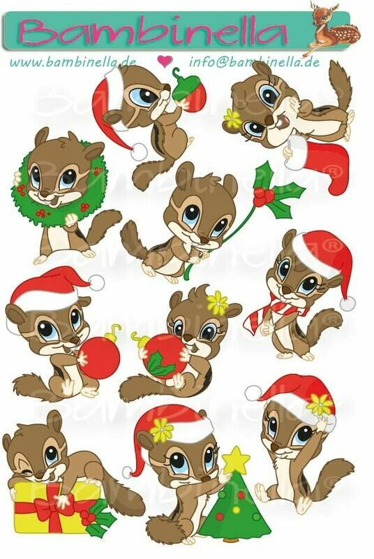 Stickerparade – Weihnachtsstreifenhörnchen - 10 Sticker Stickerparade – Weihnachtsstreifenhörnchen - 10 Sticker