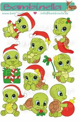 Stickerparade – Weihnachtsschildkröte - 10 Sticker