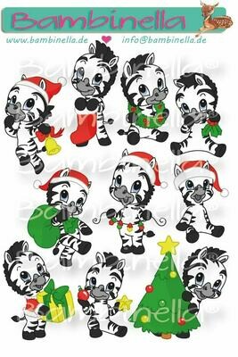 Stickerparade – Weihnachtszebra - 10 Sticker