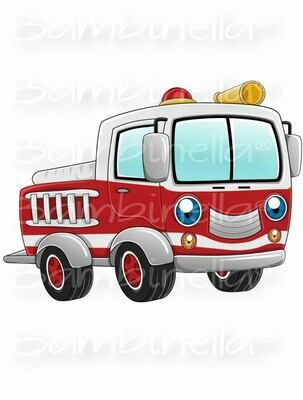 Bügelbild Velour/Flock Bügelapplikation: Feuerwehrauto
