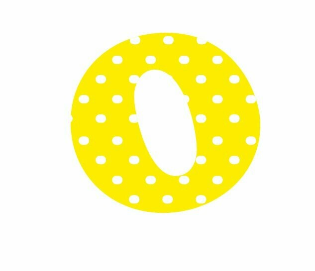 BügelbildBuchstabe aus Velour gedruckt - gelb mit weißen Punkten