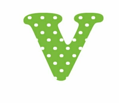 Bügelbild Buchstabe aus Velour gedruckt - grün mit weißen Punkten