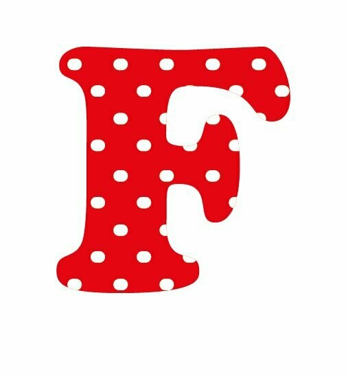 Bügelbild  Buchstabe aus Velour gedruckt - rot mit weißen Punkten