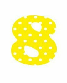 Bügelbild Buchstabe aus Velour gedruckt - gelb mit weißen Punkten