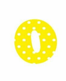 Bügelbild Buchstabe aus Velour gedruckt - gelb mit weißen Punkten
