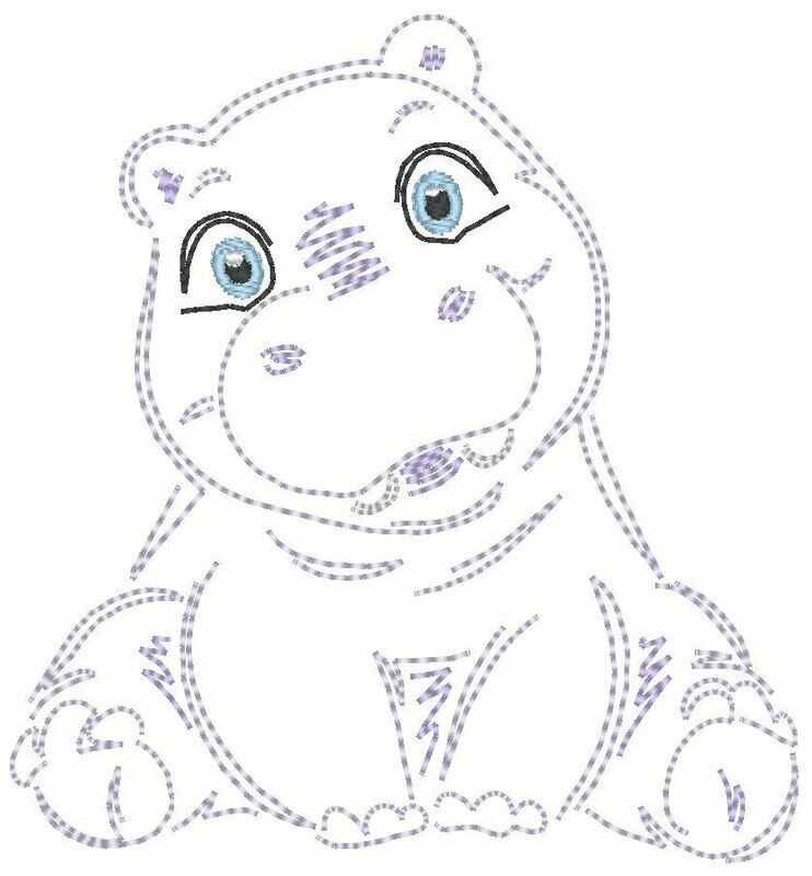 Stickdatei - Nilpferd - Hippo 10x10cm