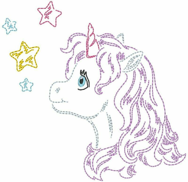 Stickdatei - Einhorn für 10 x 10cm Rahmen Stickdatei - Einhorn für 10 x 10cm Rahmen