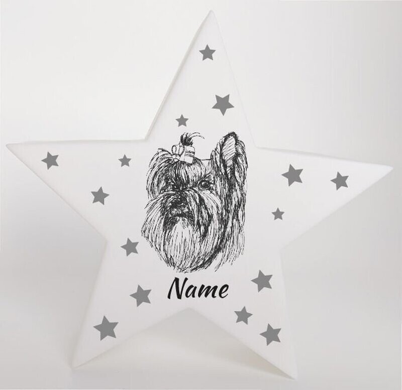 LED Deko Stern Leuchte Motiv Yorkshire Terrier - Yorkie - personalisiert