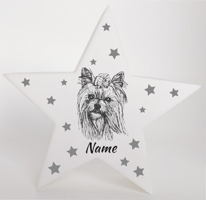 LED Deko Stern Leuchte Motiv Yorkshire Terrier - Yorkie - personalisiert