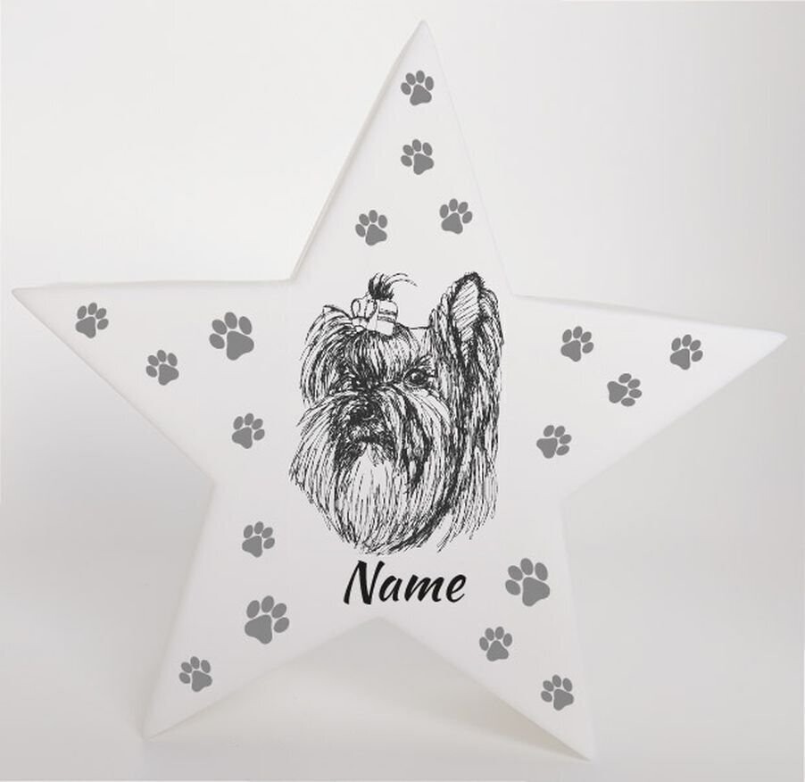 LED Deko Stern Leuchte Motiv Yorkshire Terrier - Yorkie - personalisiert