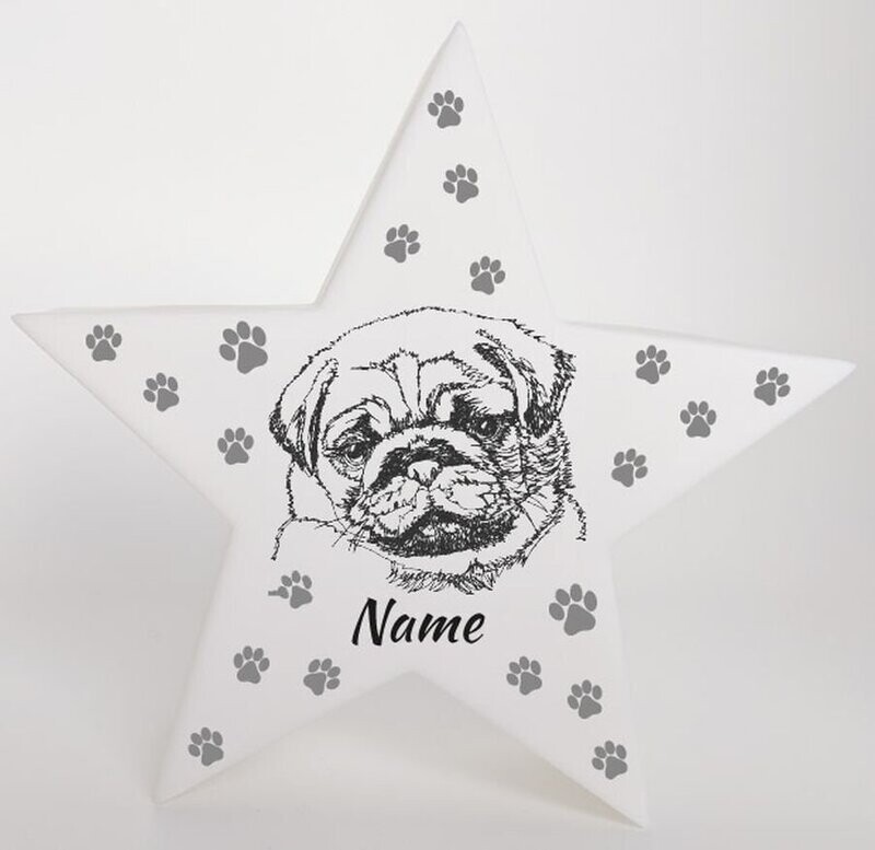 LED Deko Stern Leuchte Motiv: Mops LED Deko Stern Leuchte Motiv: Mops