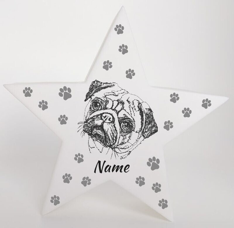 LED Deko Stern Leuchte Motiv: Mops LED Deko Stern Leuchte Motiv: Mops