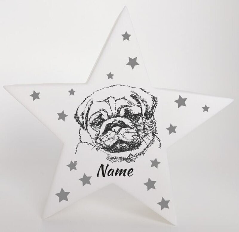LED Deko Stern Leuchte Motiv: Mops LED Deko Stern Leuchte Motiv: Mops