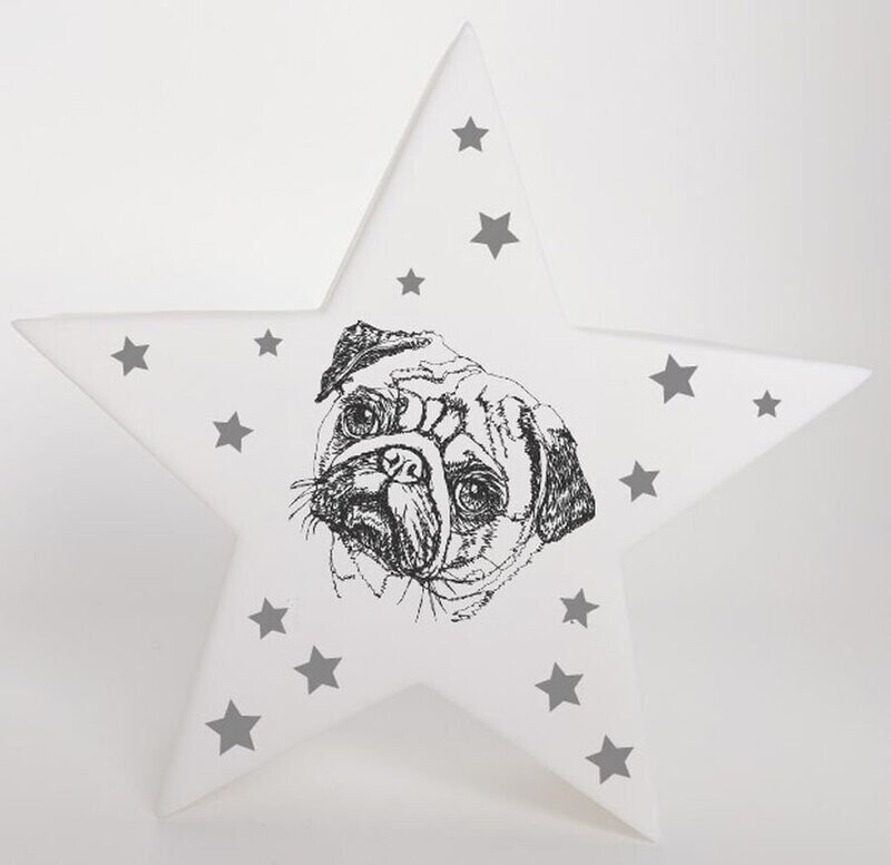 LED Deko Stern Leuchte Motiv: Mops LED Deko Stern Leuchte Motiv: Mops