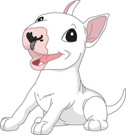 Bügelbild Velour/Flock Bügelapplikation: Hund Englisch Bull Terrier Bügelbild Velour/Flock Bügelapplikation: Hund Englisch Bull Terrier