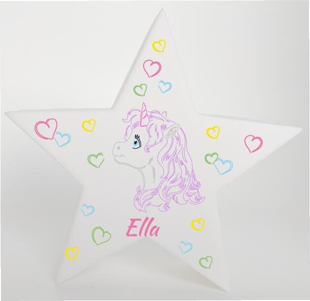 LED Deko Stern Leuchte Motiv Einhorn - personalisiert LED Deko Stern Leuchte Motiv Einhorn - personalisiert