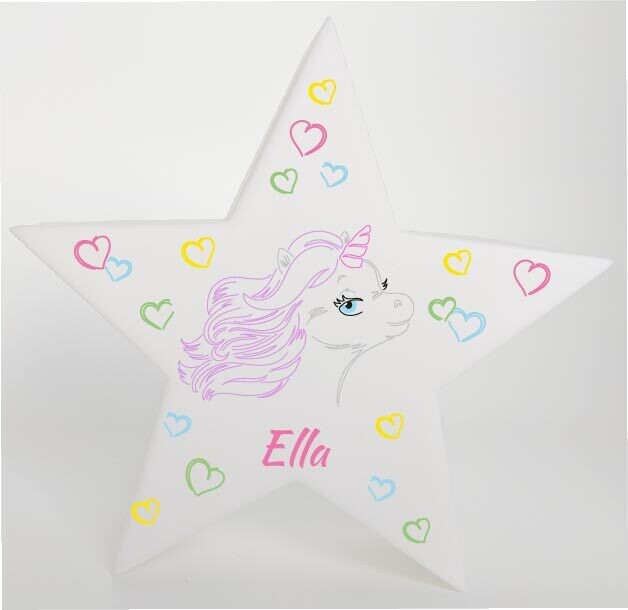 LED Deko Stern Leuchte Motiv Einhorn - personalisiert LED Deko Stern Leuchte Motiv Einhorn - personalisiert