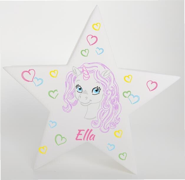 LED Deko Stern Leuchte Motiv Einhorn - personalisiert LED Deko Stern Leuchte Motiv Einhorn - personalisiert