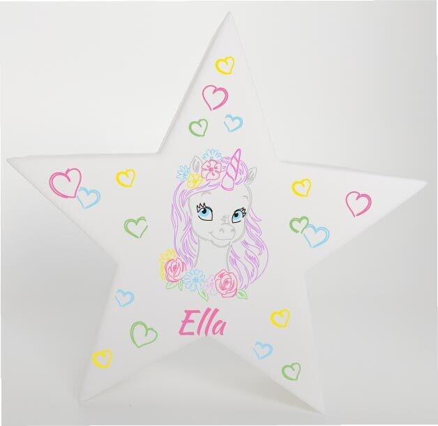 LED Deko Stern Leuchte Motiv Einhorn - personalisiert LED Deko Stern Leuchte Motiv Einhorn - personalisiert