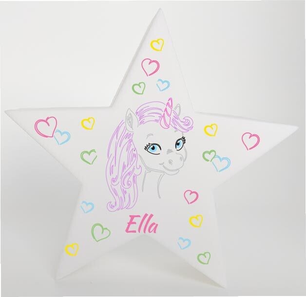 LED Deko Stern Leuchte Motiv Einhorn - personalisiert LED Deko Stern Leuchte Motiv Einhorn - personalisiert