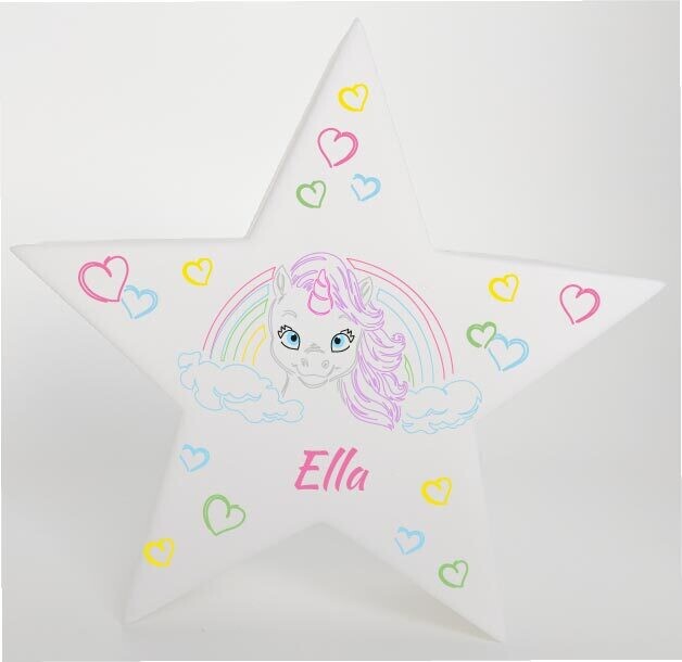 LED Deko Stern Leuchte Motiv Einhorn - personalisiert LED Deko Stern Leuchte Motiv Einhorn - personalisiert
