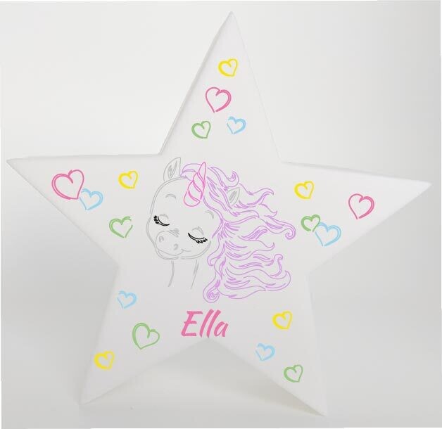 LED Deko Stern Leuchte Motiv Einhorn - personalisiert LED Deko Stern Leuchte Motiv Einhorn - personalisiert