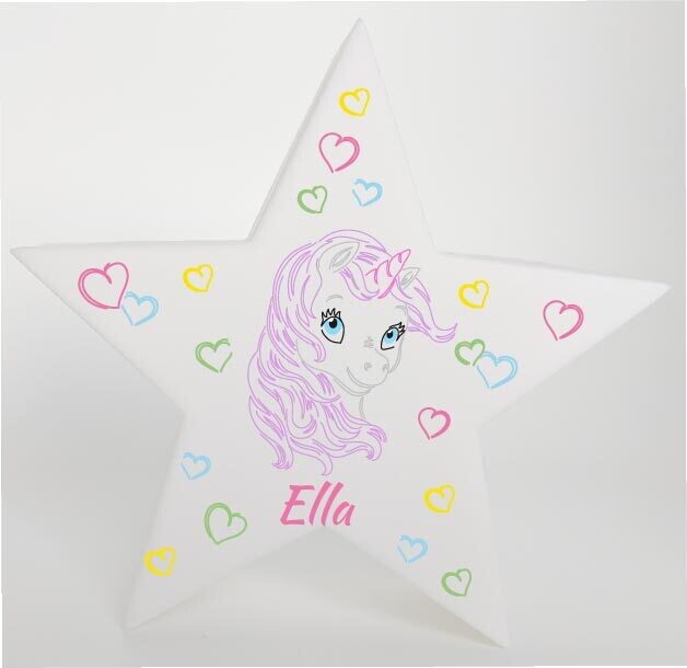 LED Deko Stern Leuchte Motiv Einhorn - personalisiert LED Deko Stern Leuchte Motiv Einhorn - personalisiert