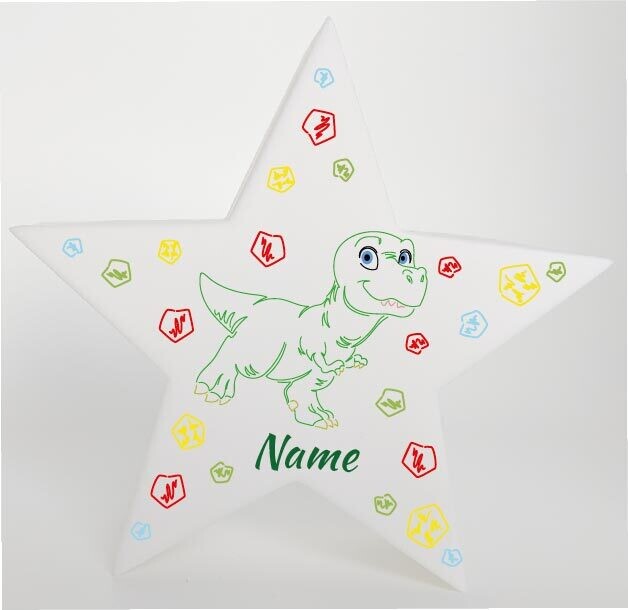 LED Deko Stern Leuchte Motiv:  Dino Dinosaurier  - personalisiert