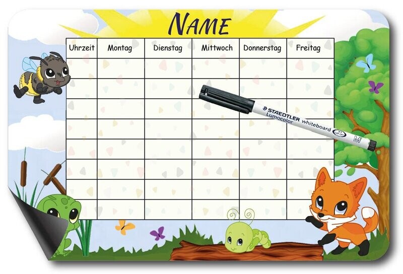 Stundenplan Magnet Motiv: Wald- und Wiese - personalisiert Stundenplan Magnet Motiv: Wald- und Wiese - personalisiert